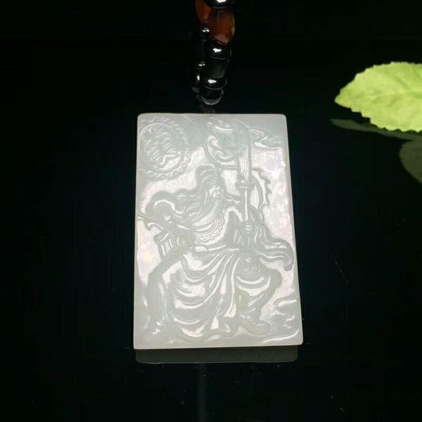 

lockets h60#exquisite hetian jade, domineering guan gong pendant, Silver