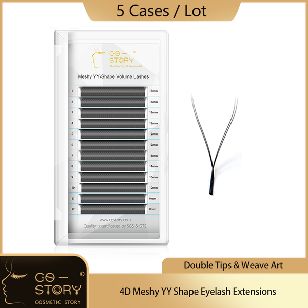 

false eyelashes costory 5 cases yy eyelash extensions weave art mesh y shape makeup 4d volume mink soft light natural hand-woven lash
