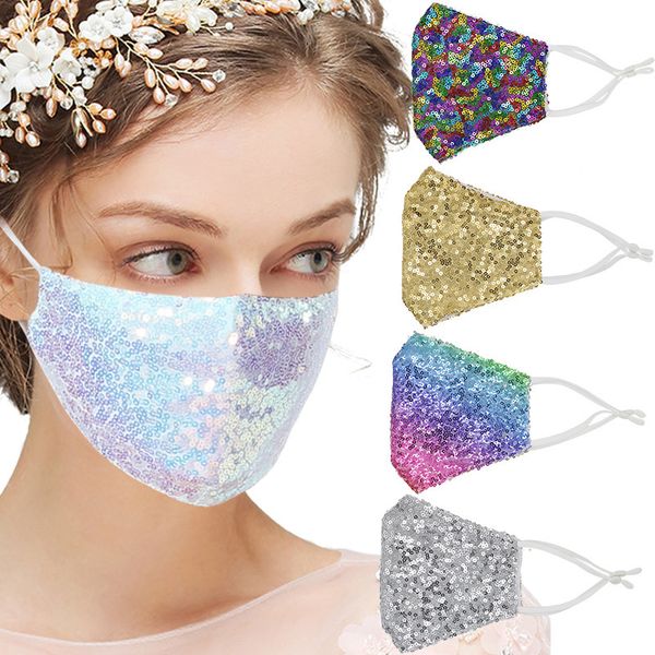 

sequin fashion mask three dimensional washing hanging ear decorative black personality cotton mask