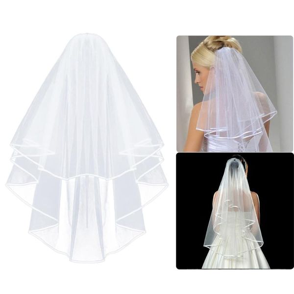 

bridal veils 2021 simple and elegent wedding veil tulle with comb lace ribbon edge white ivory, Black