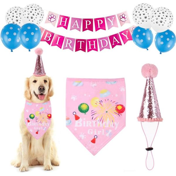 

pet birthday dog scarf bandana set cute doggie party supplies decorations hg99 apparel