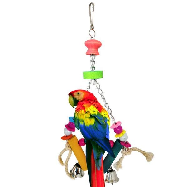 

other bird supplies 1pc parrot ladder toy wooden cage swing parakeet hanging perch with bell stand accessories