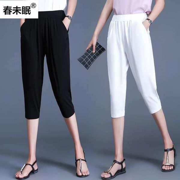 

women's shorts women spring and summer cropped pants black loose casual ropa mujer, White;black