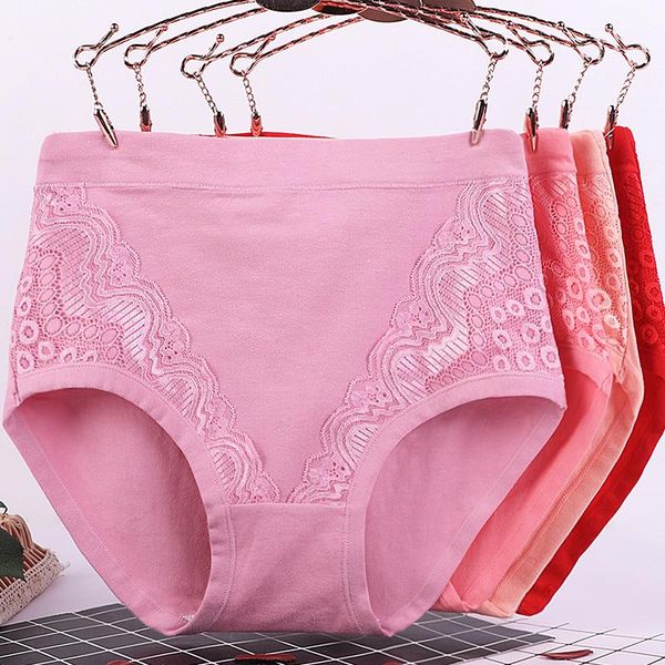 

women's panties high waist cotton underwear comfortable plus size briefs 4xl-6xl multi-size selection, Black;pink
