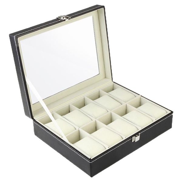 

watch boxes & cases pu leather packing storage box, Black;blue