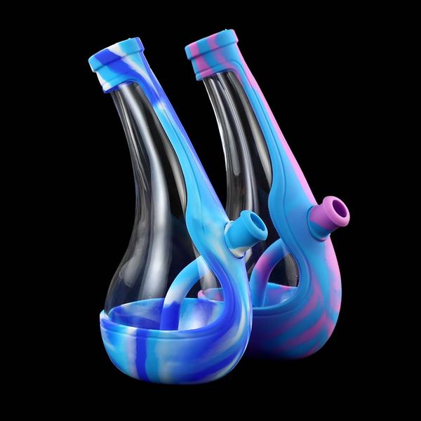 Shisha Hookah Água Tubulação de Silicone Mangueira De Silicone Garrafa de Vidro Altura 225mm Rig Rig Bong Tubulações