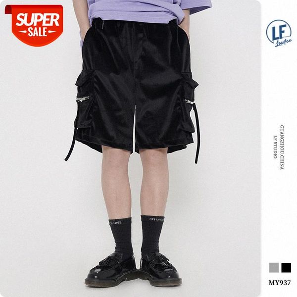 

lawfoo men's velvet pocket cargo shorts casual pants #h44a, Black