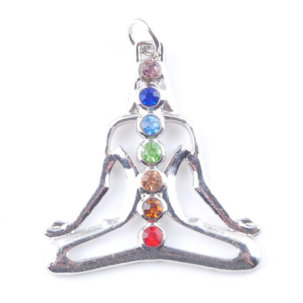 

wojiaer 7 chakras natural stones meditating pendants health amulet healing necklace 18" length jewelry charms pendant n3275, Silver