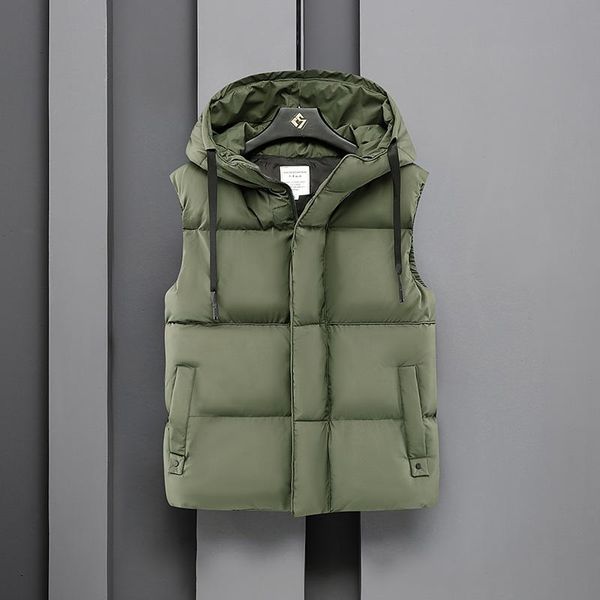 

men's waistcoat spring and winter down cotton casual hooded vest jacket zipper sleeveless handsome thickened vests, Black;white