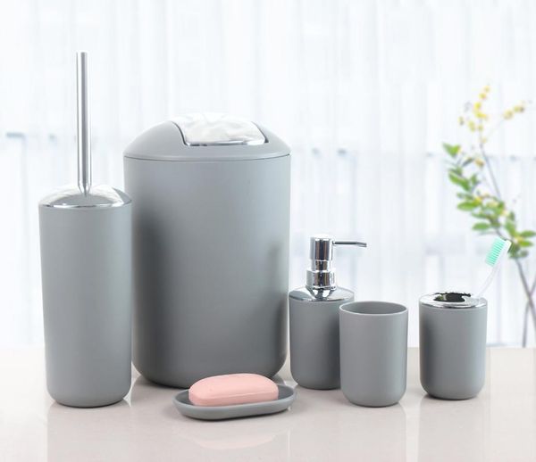 

bath accessory set 6-piecebathroom soap dishtrash cantoilet brush necessitiesset