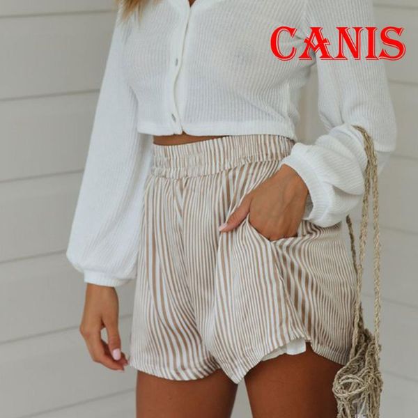 

women's shorts fashion women striped casual high waist ladies summer pants, White;black