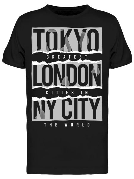 

Tokyo London New York Cities Tee Men's -Image by Shutterstock, White;black
