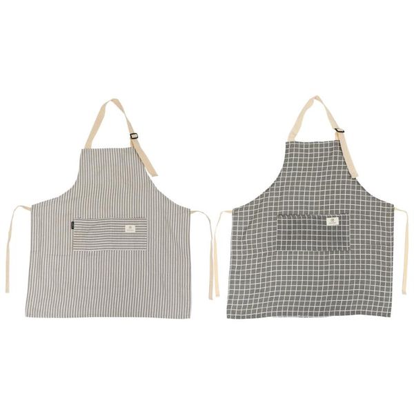 

2pcs fashion kitchen apron practical with pocket linen aprons