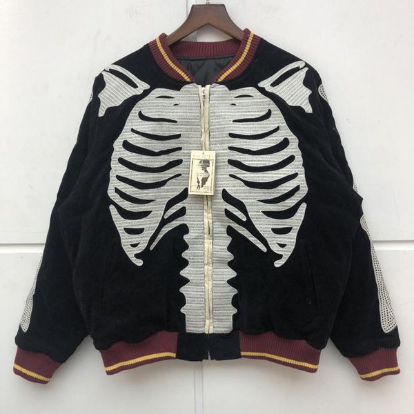 

men's jackets 2021fw full bone embroidery kapital bomb jacket men women 1:1 quality autumn winter zip sleeves denim coat wy375, Black;brown