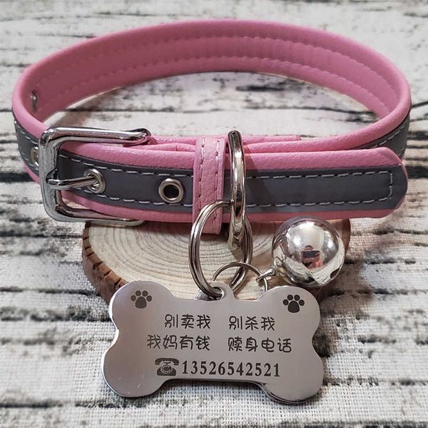 

collar dog tag small dog necklace pet anti lost cat tag lettering bell