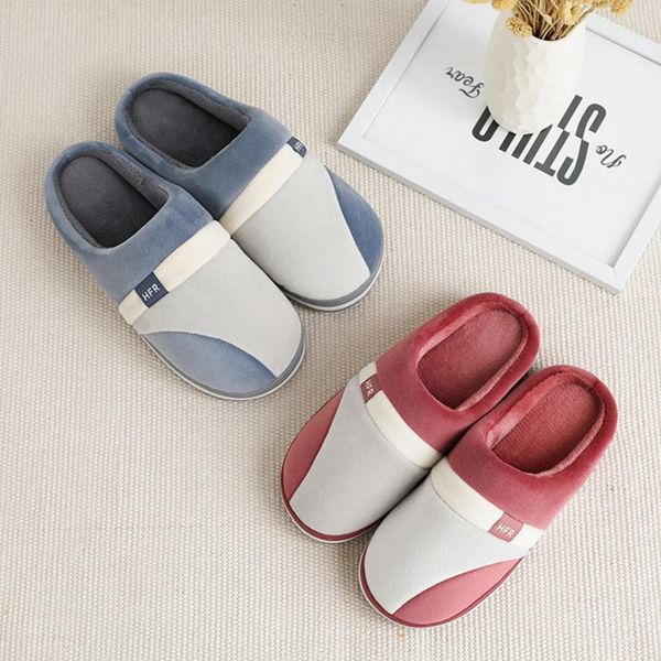

women indoor slippers soft plush anti-slip lovers home cotton slipper autumn winter shoes woman men house floor slides sh08205, Black