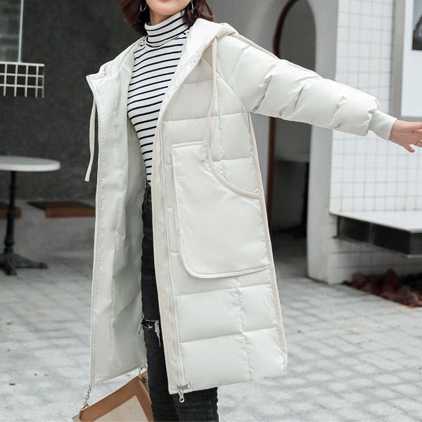 

women parkas 2021 winter arrival oversize hooded jacket female korean big pocket solid cotton-padded long coat women's down &, Black