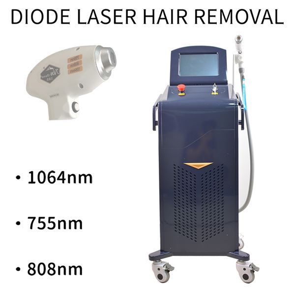 Sistema de refrigeração de gelo 808nm diodo laser remoção de cabelo 3 comprimento de onda 755 808 1064nm lazer cabelo redução pele rejuvenescimento beleza máquina