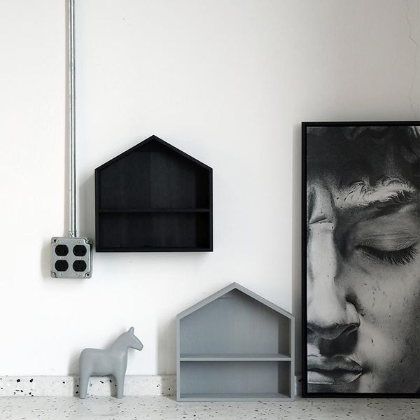 

hooks & rails black and white gray cold color wall storage rack nordic style house modeling shelf ins wind decoration frame