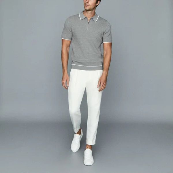 

blouse pattern men's zipper polo shirt comfortable breathable fashionable cool daily travel work party, White;black