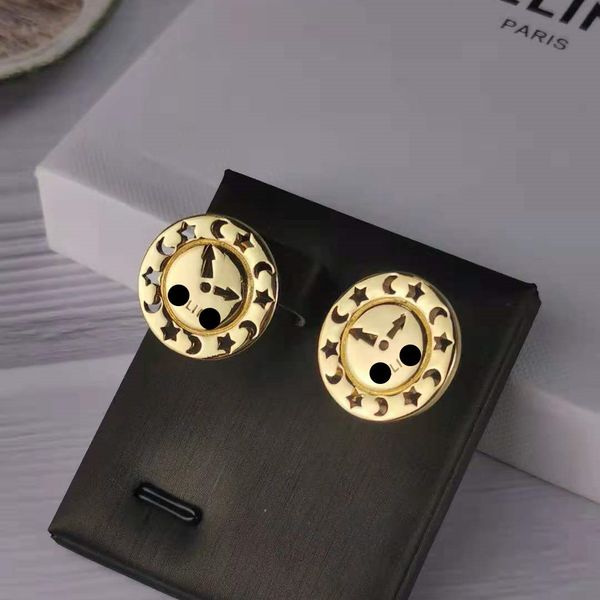 

70% off new earrings hollow circle star moon french simple temperament clock star moon earrings, Golden;silver