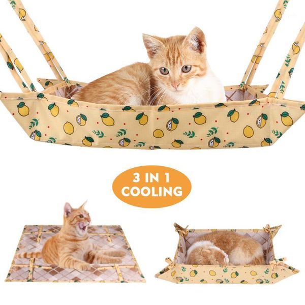 

cat beds & furniture dog cooling summer mat bed hammock multifunctional three in one pets pad breathable mats for small medium cats dogs1