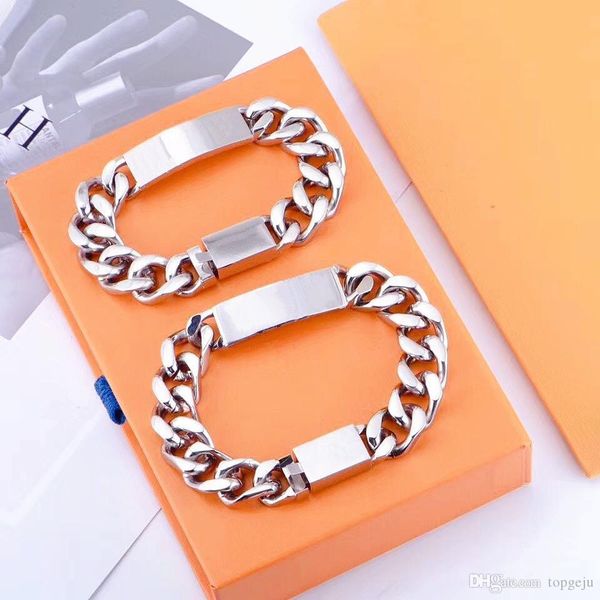 

selling quality silver titanium steel bracelet men and women bracelet chain fashion personality hip-hop bracelet supply, White