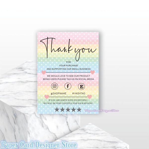 

customize modern thank you for your order cards small business online etsy seller package insert greeting