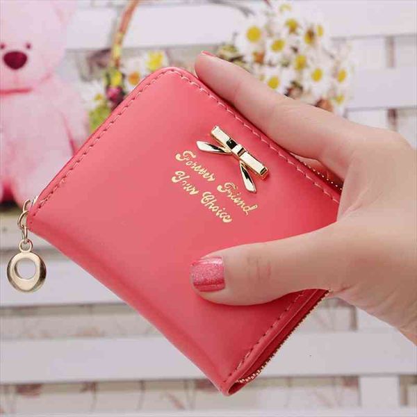 

korea fashion faux leather woman wallets women multi cards holder purses female girls short zipper mini coin wallet, Red;black