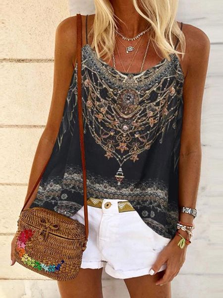 

summer print spring backless womens shirts letter sleeveless boho plus size v neck beach straps blusa, White