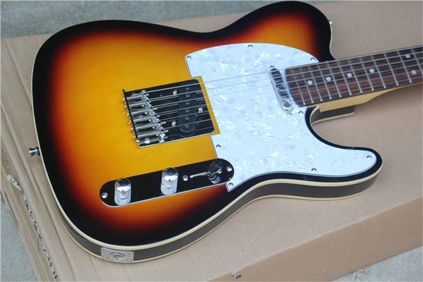 

tele electric guitar vintage sunburst color chrome hardware maple fingerboard single binding