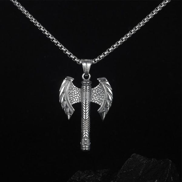 Anhänger Halsketten Punk 316L Edelstahl Herren Anhänger Nordische Viking Axt Halskette Männlich Nordic Amulett Schmuck Drop