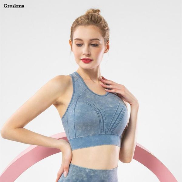 

arrival women yoga shirt sleeveless seamless washing sports bra shakeproof fitness gym crop clothes vest haut femme outfits, White;red