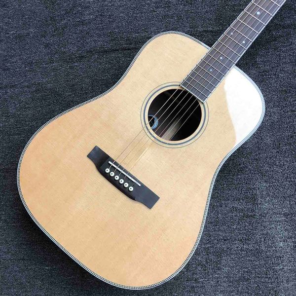 

custom all solid wood fishbone binding double eq preamp acoustic guitar