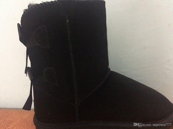 

designer women winter snow boots fashion australia classic short bow boots ankle knee bow girl mini bailey boot us 4--13 3280 #21, Black