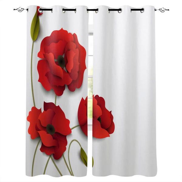 

curtain & drapes red poppy flower bedroom kitchen modern home decoration children window curtains for living room decorative