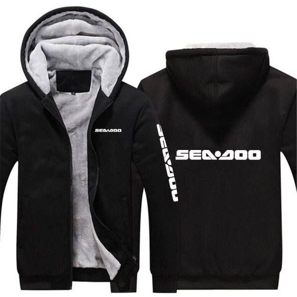 

hoodies & men's sweatshirts 2021 sea doo seadoo moto mens hooded zipper warm sportswear print plus velvet thicken outwear sweats, Black
