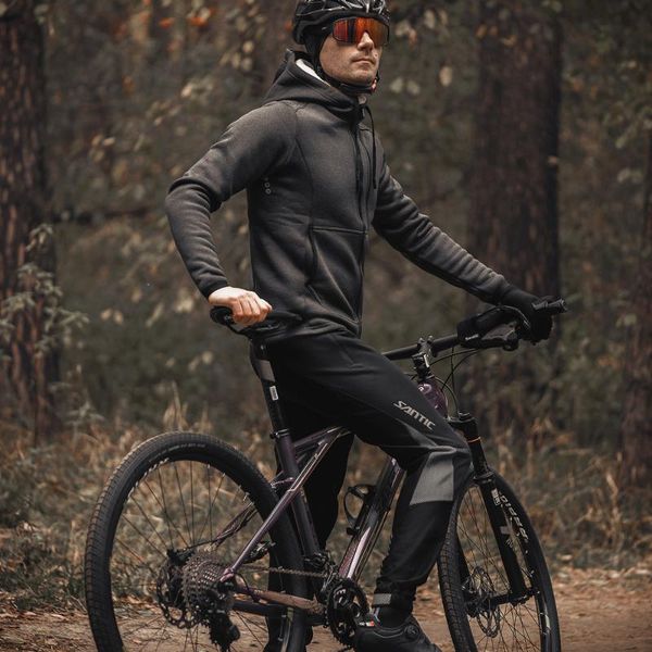 

racing sets santic winter cycling suits men set sportswear jackets pants cycing clothing mtb warm asian size, Black;blue