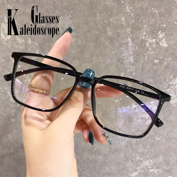 

fashion sunglasses frames women blocking blue light glasses frame fashionable oversized eyeglasses vintage square transparent computer optic, Black