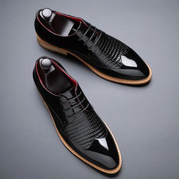 

2022 new men classic business dress shoes pu leather embossed stitching lace up low heel classic versatile large size 38-48 dp150, Black