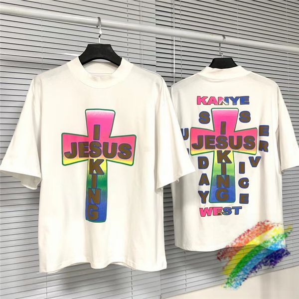 

t shirts 3d foam printing cross mark t-shirt men women 1:1 kanye west cpfm t shirt jesus is king, White;black