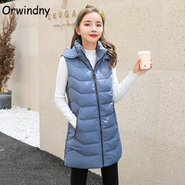 

women's vests orwindny autumn winter long waistcoat plus size 5xl warm vest cotton padded jacket female snow wear oversize, Black;white