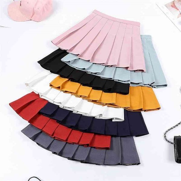 

harajuku preppy style plaid skirts women mini pleat skirt cute japanese school uniforms ladies jupe kawaii skirt saia faldas 210325, Black
