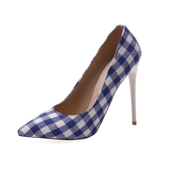 

dress shoes big size pointed plaid high heel ladies heels women woman pumps, Black