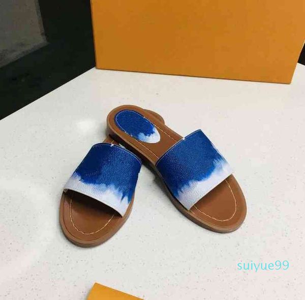 

2021 designer brand sandals fashion women's sandals women luxury flower printed tie-dye beach flip flops slipper big size 42, Black