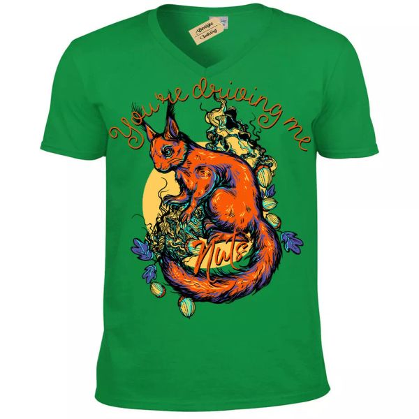 

you're conducciÃ³n me nueces camiseta ardilla hombre cuello en v, White;black