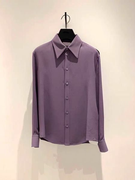 

shirt 2021 spring and summer lapel long-sleeved single-breasted purple women 2ov2, White