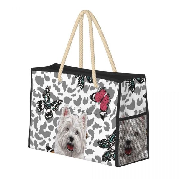 

evening bags kawaii women westie print shopping bag butterfly leopard shoulder large capacity ladies beach handbag tote