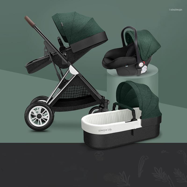 

luxurious baby stroller 3 in 1 portable travel carriage fold pram light weight trolley with car seat1
