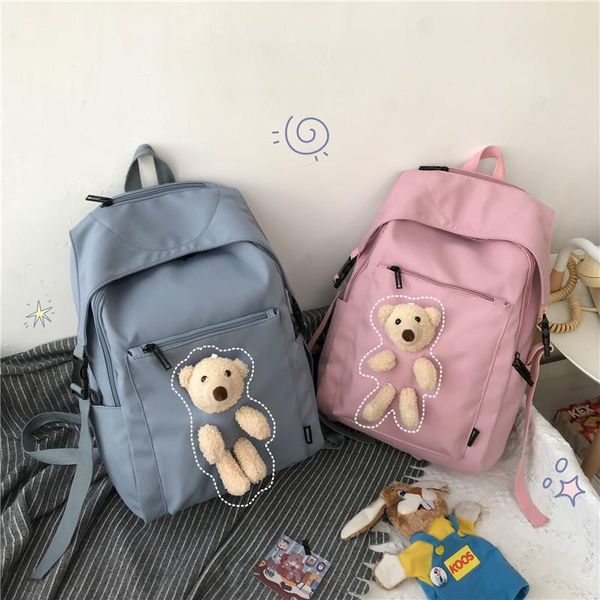 

school bags cute bear women backpack waterproof candy color fashion schoolbag shoulder student bag teenage girls college